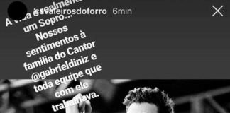 Banda Cavaleiros do Forró lamenta morte do seu ex-vocalista Gabriel Diniz