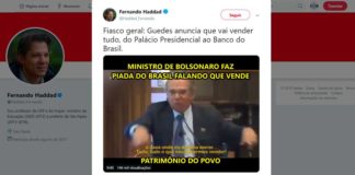 Haddad: Guedes quer vender tudo, do Palácio Presidencial ao Banco do Brasil