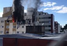Menino de 11 anos morre após ser arremessado de 6º andar de prédio que pegou fogo em Curitiba Apartamento no último andar de prédio em Curitiba pegou fogo após explosão Foto: Reprodução