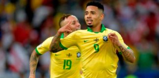 Brasil vence Peru e conquista Copa América no Maracanã Gabriel Jesus comemora seu gol, o segundo gol do Brasil na final da Copa América, contra o Peru, no Maracanã. Foto: Raul Arboleda/AFP