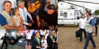 Com helicóptero da FAB, Bolsonaro faz tour em Goiás, churrasco com Amado Batista e vai à formatura do sobrinho Bolsonaro em tour em Goiás (Montagem)