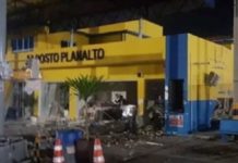 Bandidos explodem cofre em posto de combustíveis em Lajes FOTO: REPRODUÇÃO/REDES SOCIAIS