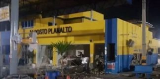 Bandidos explodem cofre em posto de combustíveis em Lajes FOTO: REPRODUÇÃO/REDES SOCIAIS