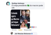Bolsonaro zomba de Brigitte Macron em comentário no Facebook e é acusado de sexismo