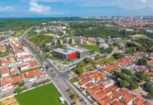 Após dois anos, projeto que quer transformar Natal em pólo tecnológico reúne 46 empresas e mais de 700 empregos Parque Tecnológico Metrópole Digital compreende trechos de cinco bairros ao redor do Instituto Metrópole Digital - prédio vermelho ao centro. — Foto: Arthur Varela