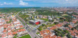 Após dois anos, projeto que quer transformar Natal em pólo tecnológico reúne 46 empresas e mais de 700 empregos Parque Tecnológico Metrópole Digital compreende trechos de cinco bairros ao redor do Instituto Metrópole Digital - prédio vermelho ao centro. — Foto: Arthur Varela