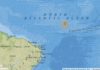 Terremoto de magnitude 5.8 atinge região do Atlântico próxima do nordeste brasileiro Crédito: Reprodução/Earth Quake Track