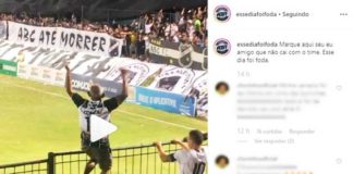 Rodeio? Torcedor do ABC se segura em grade que balança e vídeo viraliza; veja Torcedor do ABC vira meme após comemoração perigosa — Foto: Reprodução