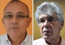 Irmão de Marconi Barreto diz que prefeito interino é “mentiroso” Rolando Venâncio (E) assumiu interinamente a prefeitura de Ceará-Mirim após cassação de Marconi Barreto (D) | Foto: José Aldenir / Agora RN