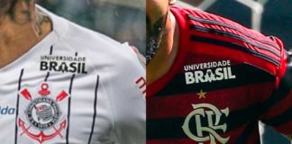 Parceiro de Corinthians e Flamengo é preso pela Polícia Federal Logo da Universidade Brasil nas camisas do Corinthians e Flamengo (Danilo Fernandes/Folhapress e Buda Mendes/Getty Images/.)