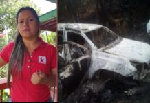 Candidata a prefeita na Colômbia e cinco assessores são assassinados Carro da candidata à prefeitura de Suaréz, Colômbia, Karina García (esq.): ataques de granadas e incêndio - 02/09/2019 (Defensoria del Pueblo/Reprodução)