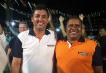 Com uma multidão de apoiadores, Irmão Heriberto realiza convenção do Solidariedade, em Ceará-Mirim Irmão Heriberto (candidato a prefeito) e Baracho (candidato a vice-prefeito) - Ceará-Mirim - RN | Foto: André de Souza - Ceará-Mirim Notícias