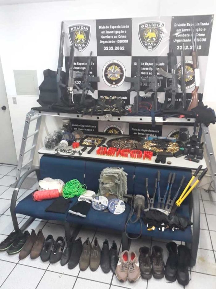 Material foi apreendido em fevereiro depois que policiais da Deicor trocaram tiros com bandidos em Taipu, interior do RN — Foto: Divulgação/Polícia Civil