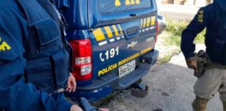 Homem é preso após ameaçar familiares com arma e reagir a abordagem policial na Grande Natal Policiais rodoviários federais apreenderam arma com o suspeito — Foto: PRF/Divulgação