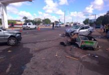 Uma pessoa morre e duas ficam feridas em acidente na BR-101 em Parnamirim Veículo bateu em carrinho de lanches e em outro veículo na manhã desta quinta-feira (5) na BR-101, em Parnamirim — Foto: Geraldo Jerônimo/Inter TV Cabugi