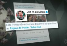 Twitter apaga publicações de Jair Bolsonaro por violarem regras da rede
