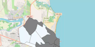 18 bairros de Natal têm casos confirmados de coronavírus; veja lista Bairros em azul são os que têm casos confirmados de coronavírus em Natal — Foto: Lais/UFRN/Divulgação
