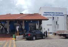 Justiça determina abertura imediata do Hospital de Campanha de Natal Hospital de Campanha de Natal fica na Via Costeira — Foto: Sara Cardoso/Inter TV Cabugi