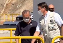 Bolsonaro viaja ao Ceará e inaugura trecho da transposição do Rio São Francisco Bolsonaro aciona comporta em inauguração de trecho da transposição das água do Rio São Francisco — Foto: NBR/Reprodução