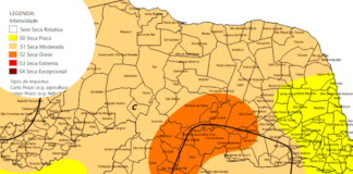 Mapa de Seca registra avanço do fenômeno no RN