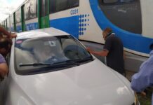 Trem colide com automóvel em bairro de Natal; motorista fica ferida