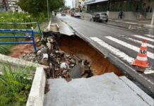 Chuva causa transtornos em Natal: quedas de árvores, alagamentos e cratera no Tirol
